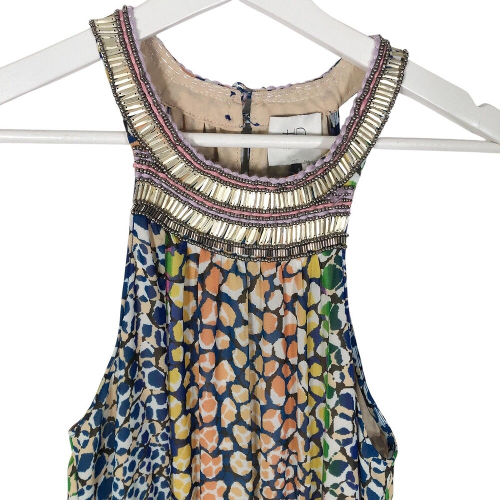 Anthropologie HD in Paris Mayacamas Maxi Dress US 4 Small Beaded Neck Multicolor - Picture 4 of 12